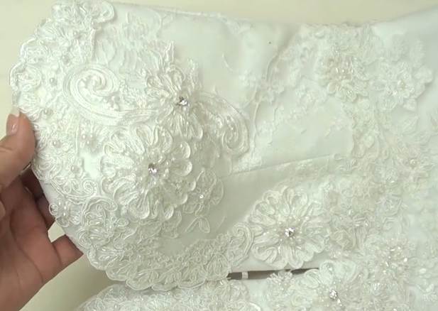 adding applique to wedding dress